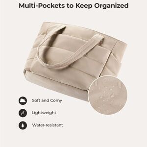 Quilted Smart Bag Tote in Light Beige